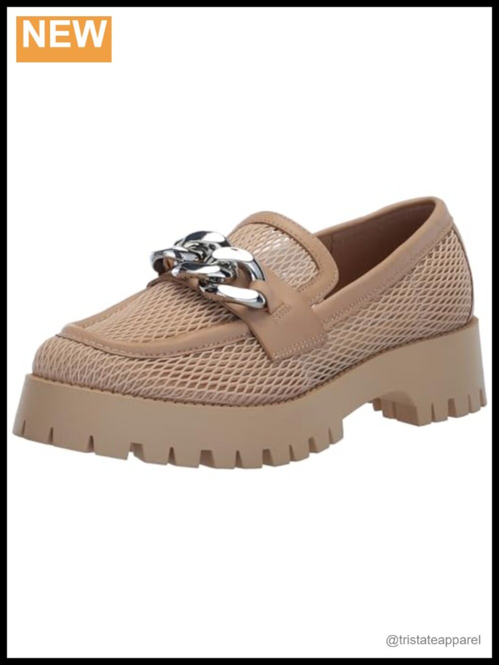 Nine West Afer Slip-On Loafers Mesh & Leather Casual Round Toe 1.61" Heel